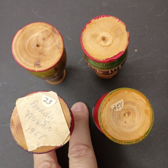 2 Sets VTG  Hand-Painted Mexico Wooden Salt & Pepper Shakers Colorful 1958 - Picture 3 of 9